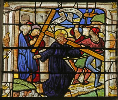 Window depicting the Via Crucis by French School